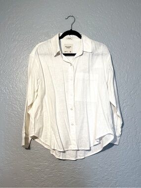 NWOT Abercrombie & Fitch Oversized Linen Blend Button Down Shirt